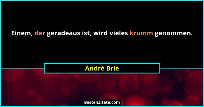 Einem, der geradeaus ist, wird vieles krumm genommen.... - André Brie