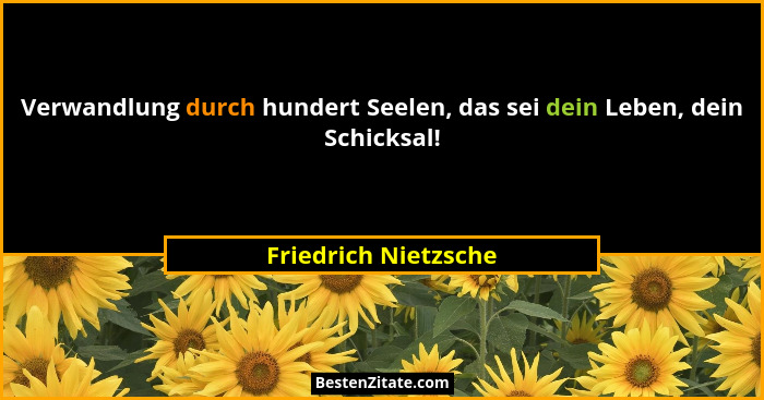 Verwandlung durch hundert Seelen, das sei dein Leben, dein Schicksal!... - Friedrich Nietzsche