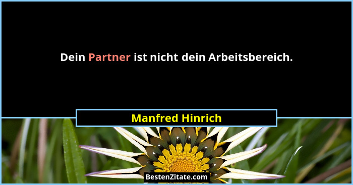 Dein Partner ist nicht dein Arbeitsbereich.... - Manfred Hinrich