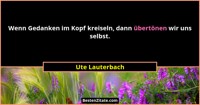Wenn Gedanken im Kopf kreiseln, dann übertönen wir uns selbst.... - Ute Lauterbach