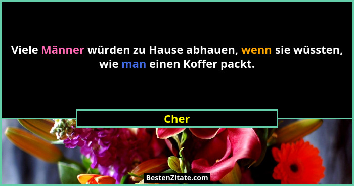 Viele Männer würden zu Hause abhauen, wenn sie wüssten, wie man einen Koffer packt.... - Cher