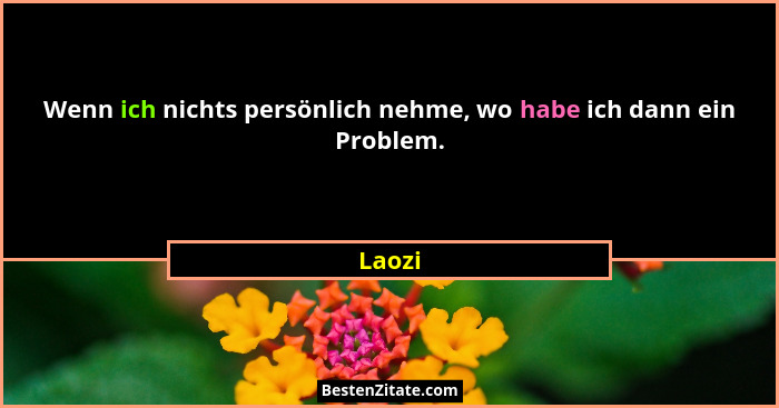 Wenn ich nichts persönlich nehme, wo habe ich dann ein Problem.... - Laozi