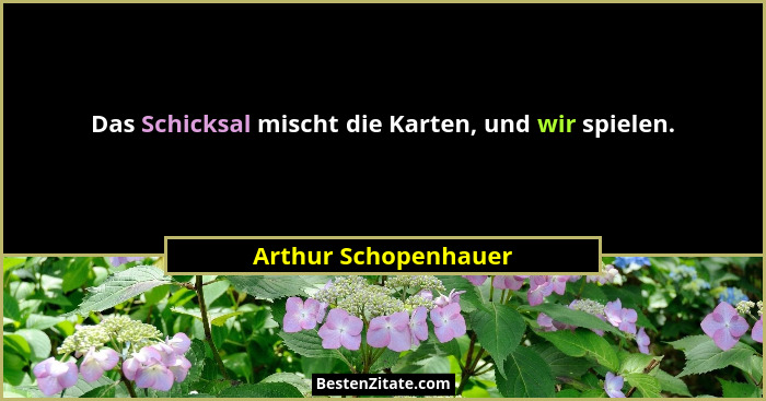 Das Schicksal mischt die Karten, und wir spielen.... - Arthur Schopenhauer