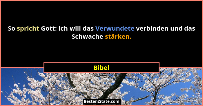 So spricht Gott: Ich will das Verwundete verbinden und das Schwache stärken.... - Bibel