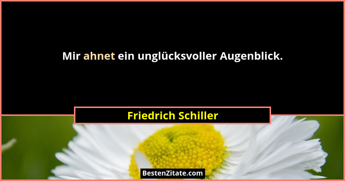 Mir ahnet ein unglücksvoller Augenblick.... - Friedrich Schiller