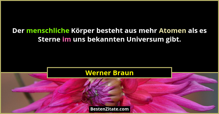 Der menschliche Körper besteht aus mehr Atomen als es Sterne im uns bekannten Universum gibt.... - Werner Braun