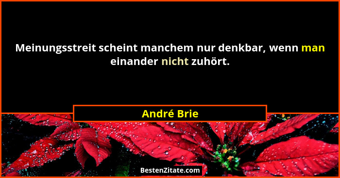 Meinungsstreit scheint manchem nur denkbar, wenn man einander nicht zuhört.... - André Brie