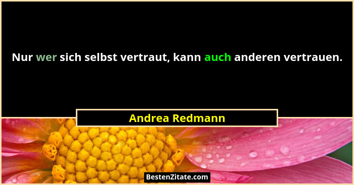 Nur wer sich selbst vertraut, kann auch anderen vertrauen.... - Andrea Redmann