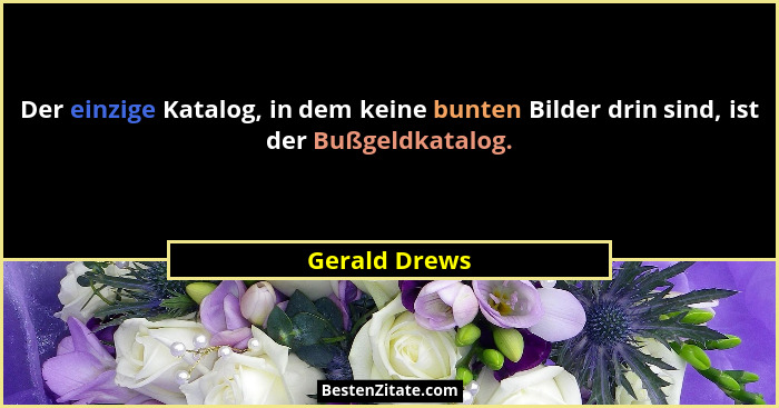 Der einzige Katalog, in dem keine bunten Bilder drin sind, ist der Bußgeldkatalog.... - Gerald Drews