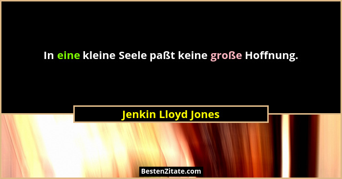 In eine kleine Seele paßt keine große Hoffnung.... - Jenkin Lloyd Jones