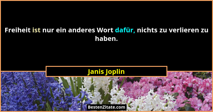Freiheit ist nur ein anderes Wort dafür, nichts zu verlieren zu haben.... - Janis Joplin