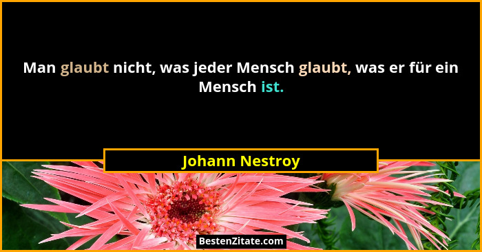 Man glaubt nicht, was jeder Mensch glaubt, was er für ein Mensch ist.... - Johann Nestroy