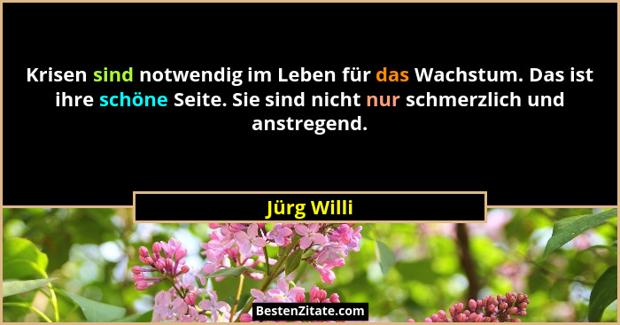Krisen sind notwendig im Leben für das Wachstum. Das ist ihre schöne Seite. Sie sind nicht nur schmerzlich und anstregend.... - Jürg Willi