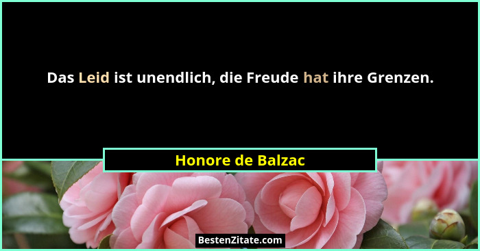 Das Leid ist unendlich, die Freude hat ihre Grenzen.... - Honore de Balzac