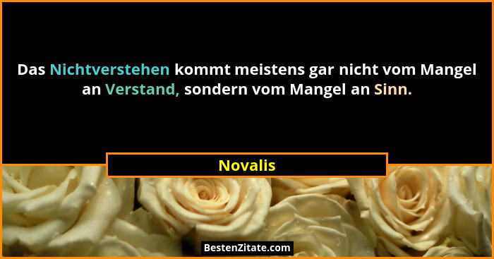 Das Nichtverstehen kommt meistens gar nicht vom Mangel an Verstand, sondern vom Mangel an Sinn.... - Novalis