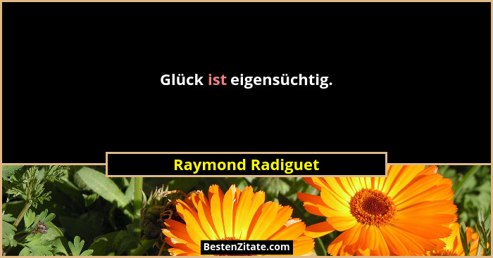 Glück ist eigensüchtig.... - Raymond Radiguet