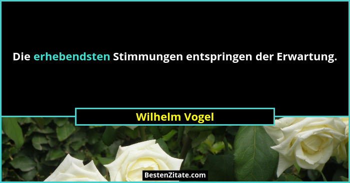Die erhebendsten Stimmungen entspringen der Erwartung.... - Wilhelm Vogel