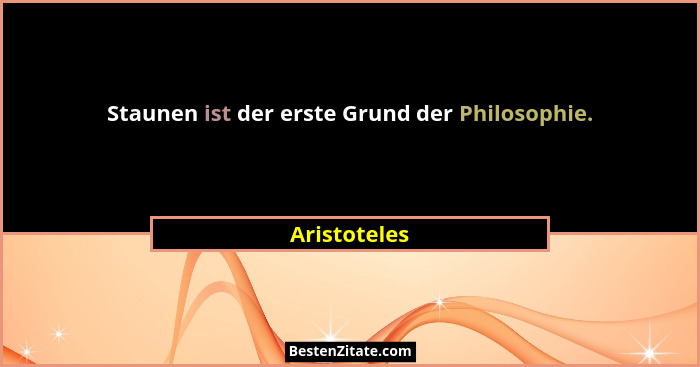 Staunen ist der erste Grund der Philosophie.... - Aristoteles