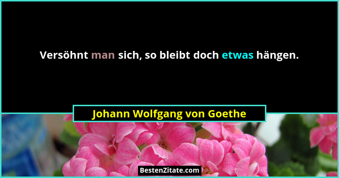 Versöhnt man sich, so bleibt doch etwas hängen.... - Johann Wolfgang von Goethe
