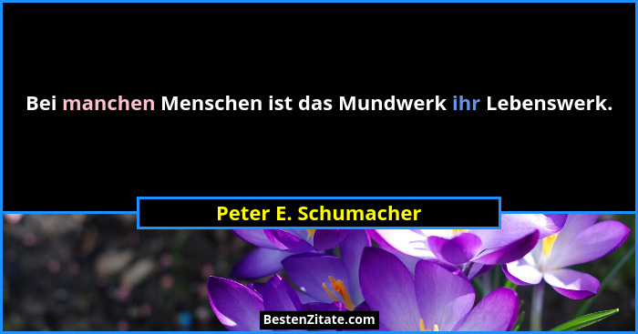 Bei manchen Menschen ist das Mundwerk ihr Lebenswerk.... - Peter E. Schumacher