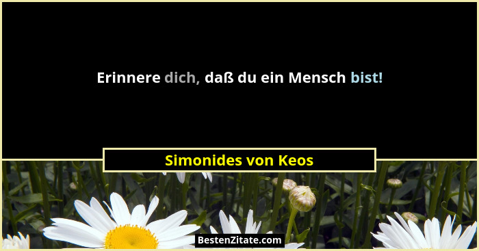 Erinnere dich, daß du ein Mensch bist!... - Simonides von Keos