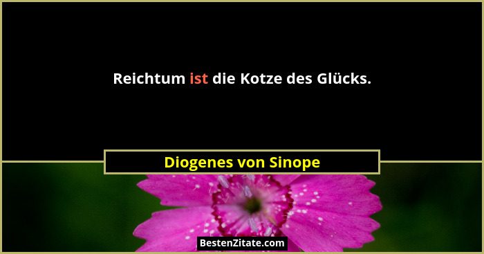 Reichtum ist die Kotze des Glücks.... - Diogenes von Sinope