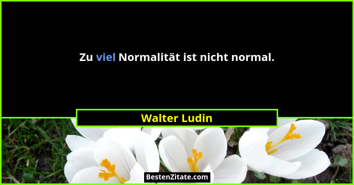Zu viel Normalität ist nicht normal.... - Walter Ludin