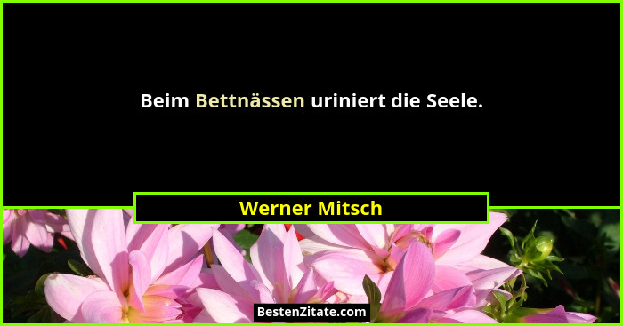 Beim Bettnässen uriniert die Seele.... - Werner Mitsch