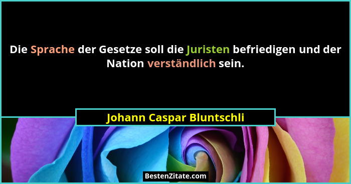 Die Sprache der Gesetze soll die Juristen befriedigen und der Nation verständlich sein.... - Johann Caspar Bluntschli