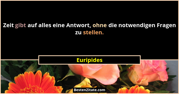 Zeit gibt auf alles eine Antwort, ohne die notwendigen Fragen zu stellen.... - Euripides