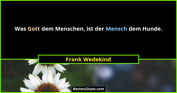 Was Gott dem Menschen, ist der Mensch dem Hunde.... - Frank Wedekind
