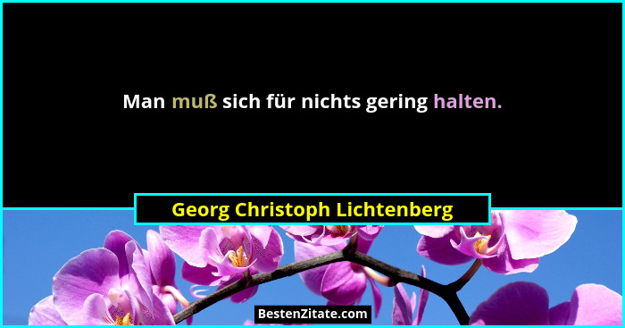 Man muß sich für nichts gering halten.... - Georg Christoph Lichtenberg