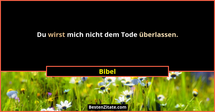 Du wirst mich nicht dem Tode überlassen.... - Bibel
