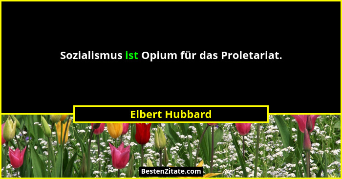 Sozialismus ist Opium für das Proletariat.... - Elbert Hubbard