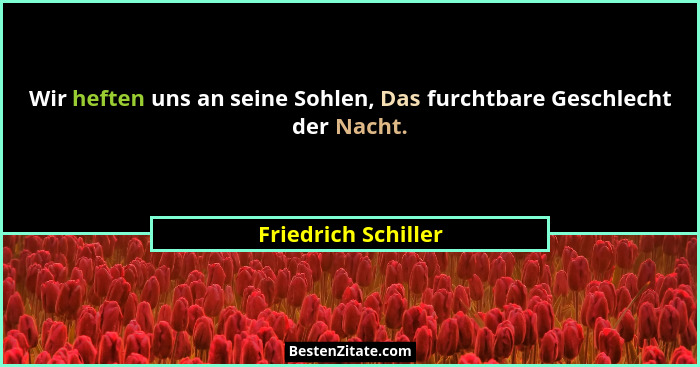 Wir heften uns an seine Sohlen, Das furchtbare Geschlecht der Nacht.... - Friedrich Schiller