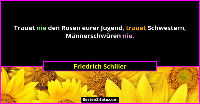 Trauet nie den Rosen eurer Jugend, trauet Schwestern, Männerschwüren nie.... - Friedrich Schiller