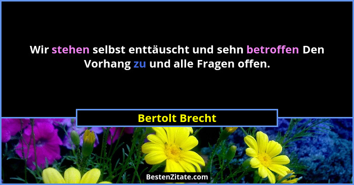 Wir stehen selbst enttäuscht und sehn betroffen Den Vorhang zu und alle Fragen offen.... - Bertolt Brecht