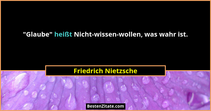 "Glaube" heißt Nicht-wissen-wollen, was wahr ist.... - Friedrich Nietzsche