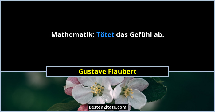 Mathematik: Tötet das Gefühl ab.... - Gustave Flaubert