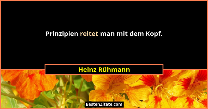 Prinzipien reitet man mit dem Kopf.... - Heinz Rühmann