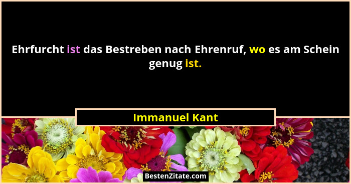 Ehrfurcht ist das Bestreben nach Ehrenruf, wo es am Schein genug ist.... - Immanuel Kant