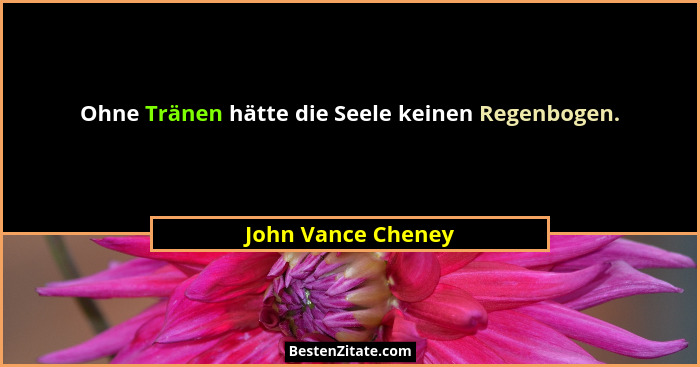 Ohne Tränen hätte die Seele keinen Regenbogen.... - John Vance Cheney