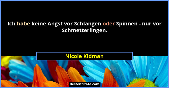 Ich habe keine Angst vor Schlangen oder Spinnen - nur vor Schmetterlingen.... - Nicole Kidman