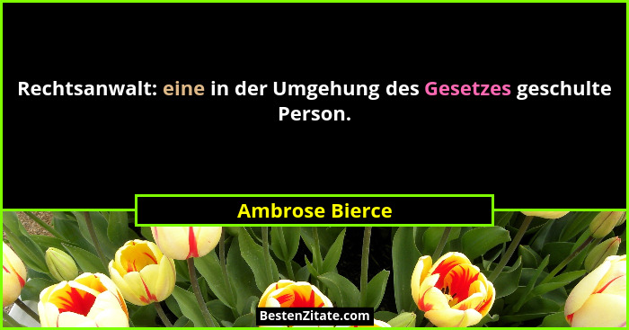 Rechtsanwalt: eine in der Umgehung des Gesetzes geschulte Person.... - Ambrose Bierce
