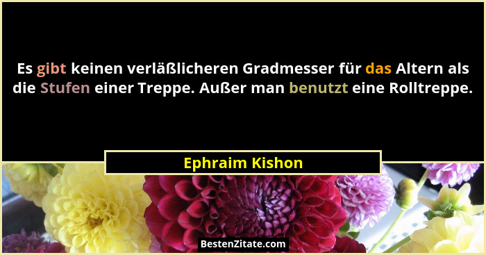 Es gibt keinen verläßlicheren Gradmesser für das Altern als die Stufen einer Treppe. Außer man benutzt eine Rolltreppe.... - Ephraim Kishon