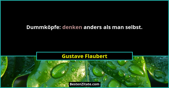 Dummköpfe: denken anders als man selbst.... - Gustave Flaubert