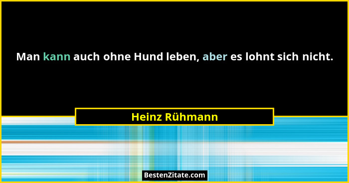 Man kann auch ohne Hund leben, aber es lohnt sich nicht.... - Heinz Rühmann
