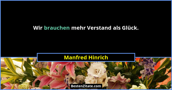 Wir brauchen mehr Verstand als Glück.... - Manfred Hinrich
