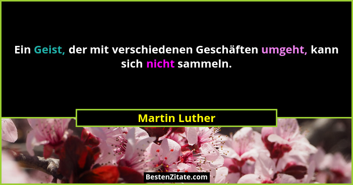 Ein Geist, der mit verschiedenen Geschäften umgeht, kann sich nicht sammeln.... - Martin Luther