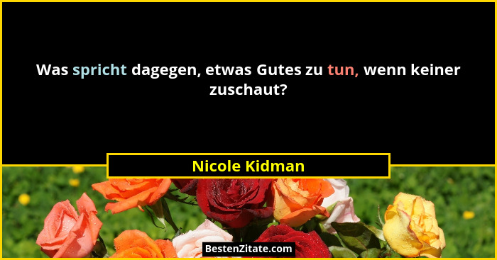 Was spricht dagegen, etwas Gutes zu tun, wenn keiner zuschaut?... - Nicole Kidman